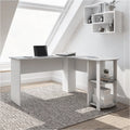 L_Shaped Desk With Side Shelves Grey Wood C786513