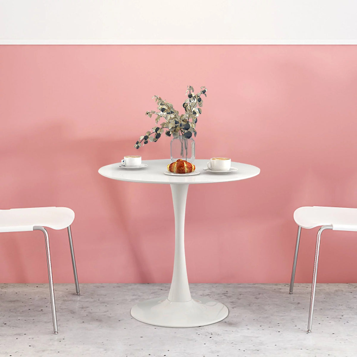 Round Pedestal Dining Table White D18237