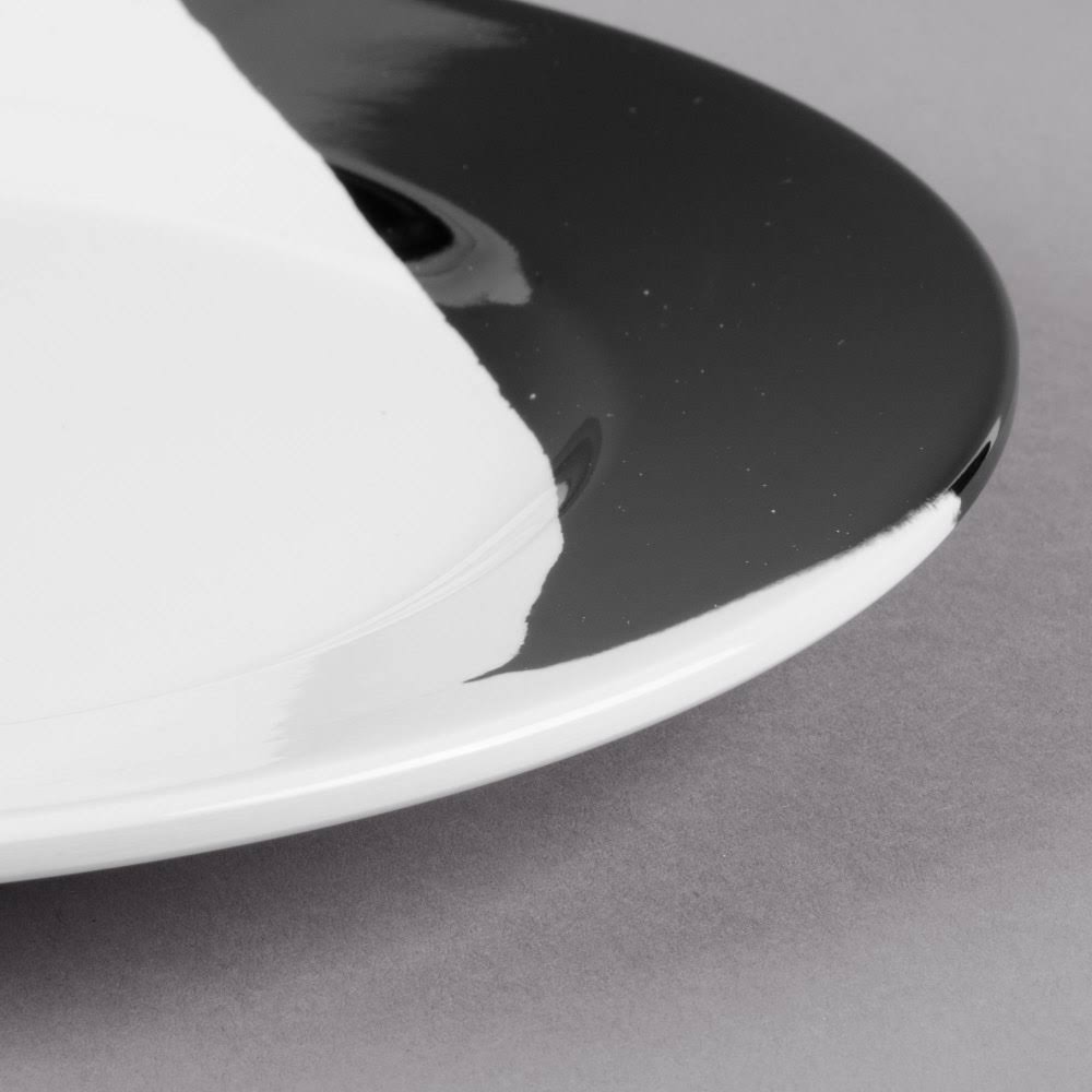 White Black Wide Rim Round Melamine Plate L9339