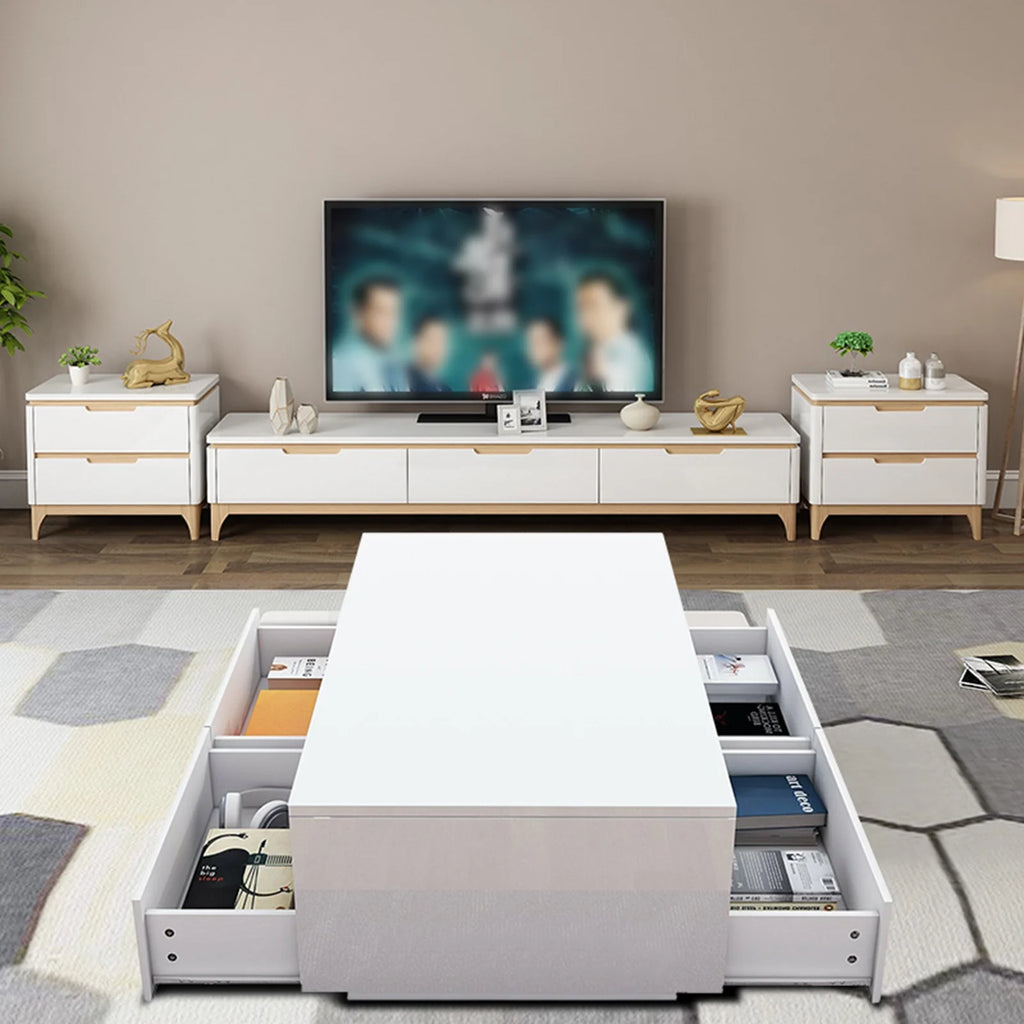 High Gloss Coffee Table with 4 Drawers and 2 Open Shelves N19838