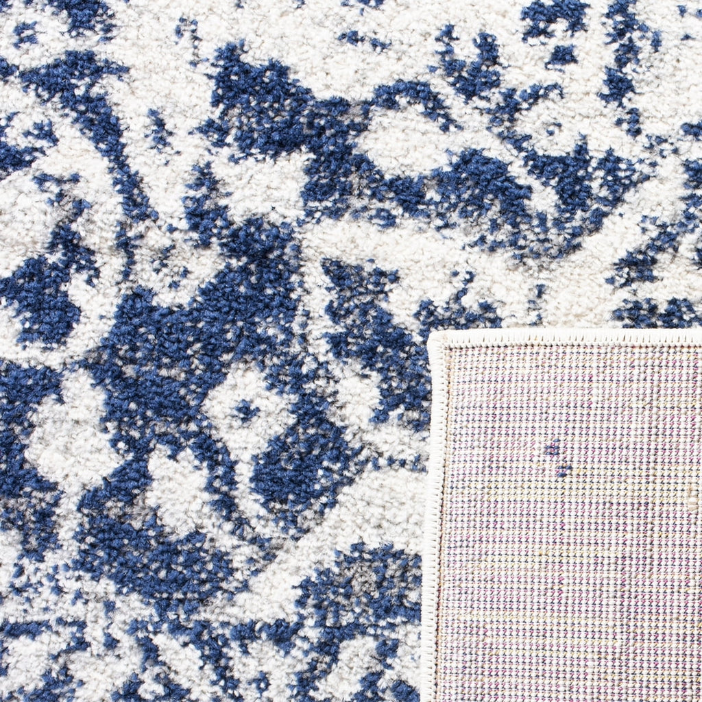 Cream Navy Traditional Runner Rug N301826