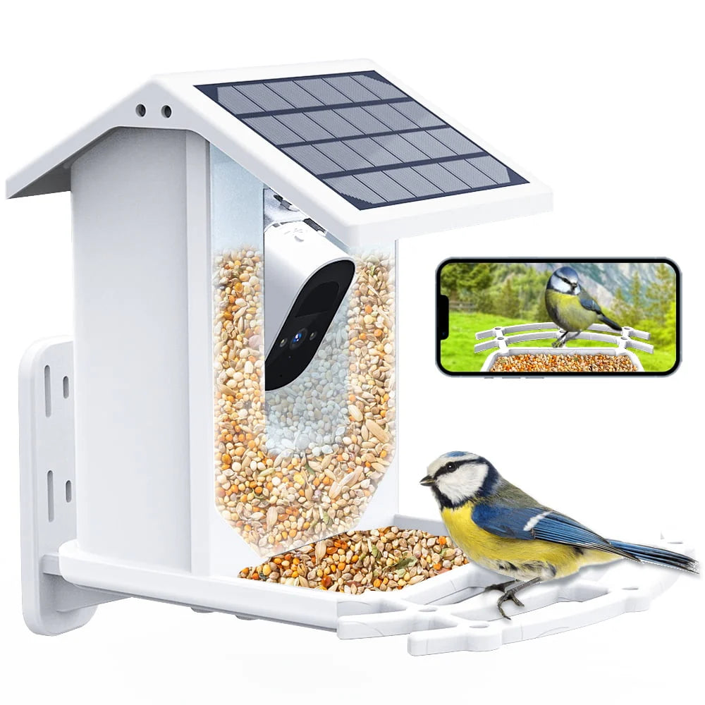 Smart Bird Feeder with Camera, Solar Panel, White U601