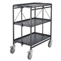 Black 3-Shelf Folding Swivel Caster Cart X92590