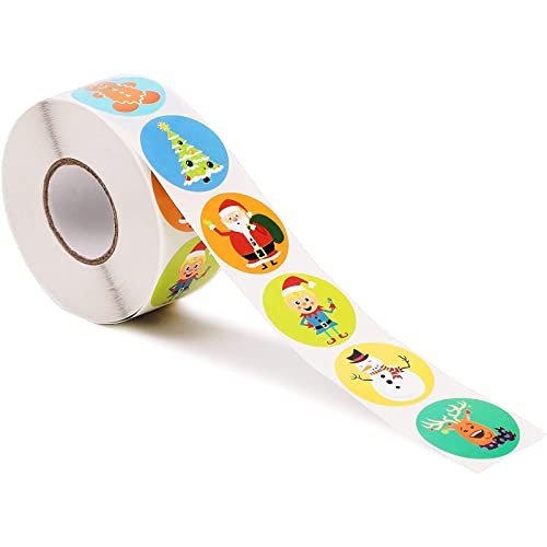 1,000-Piece Self-Adhesive Round Christmas Stickers O7250