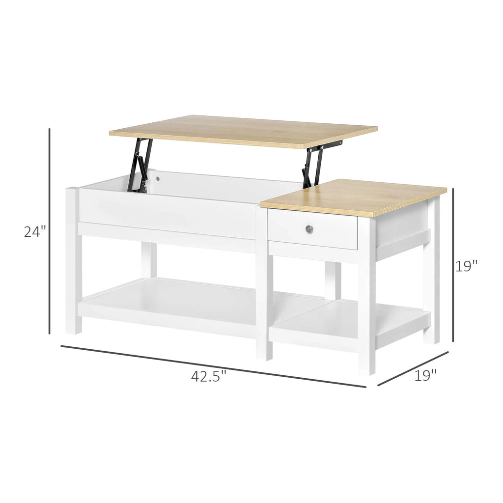 Oak Lift-up Coffee Table with Hidden Storage C457981