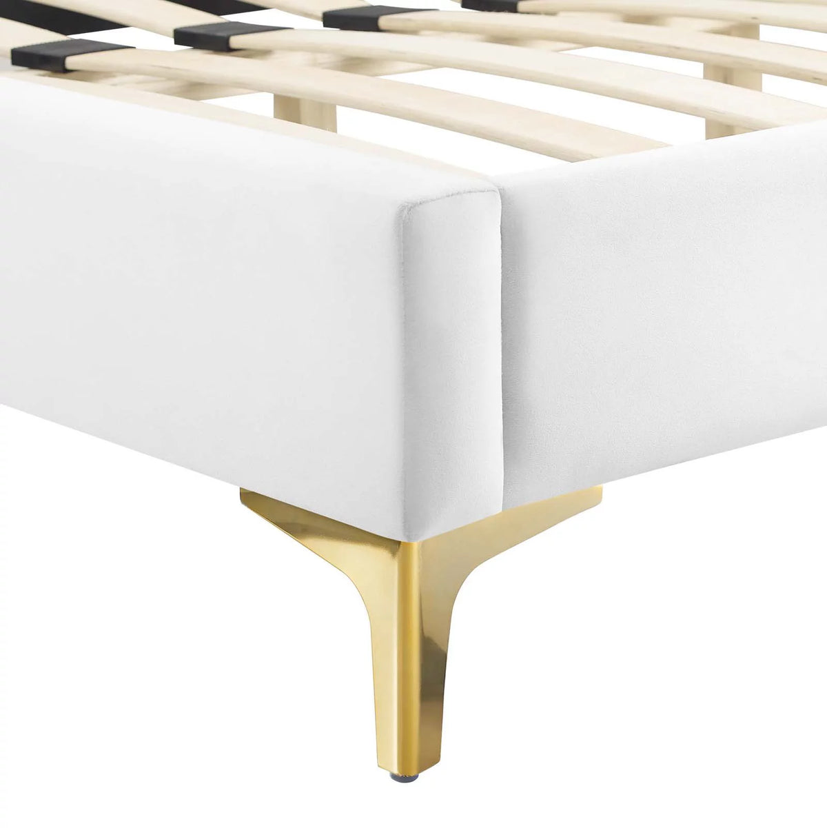 White Velvet Twin Size Platform Bed Frame L117584
