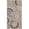 Cream/Blue Geometric Indoor/Outdoor Area Rug W601393