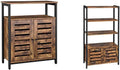 Rustic Brown Bookshelf and Storage Cabinet with 3 Shelves M91882