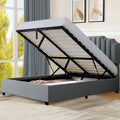 King Lift Up Storage Velvet Upholstered Platform Bed Frame N972