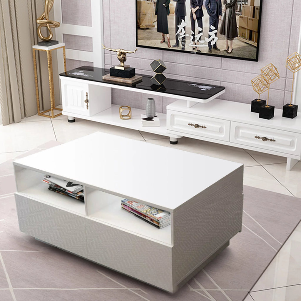 High Gloss Coffee Table with 4 Drawers and 2 Open Shelves N19838