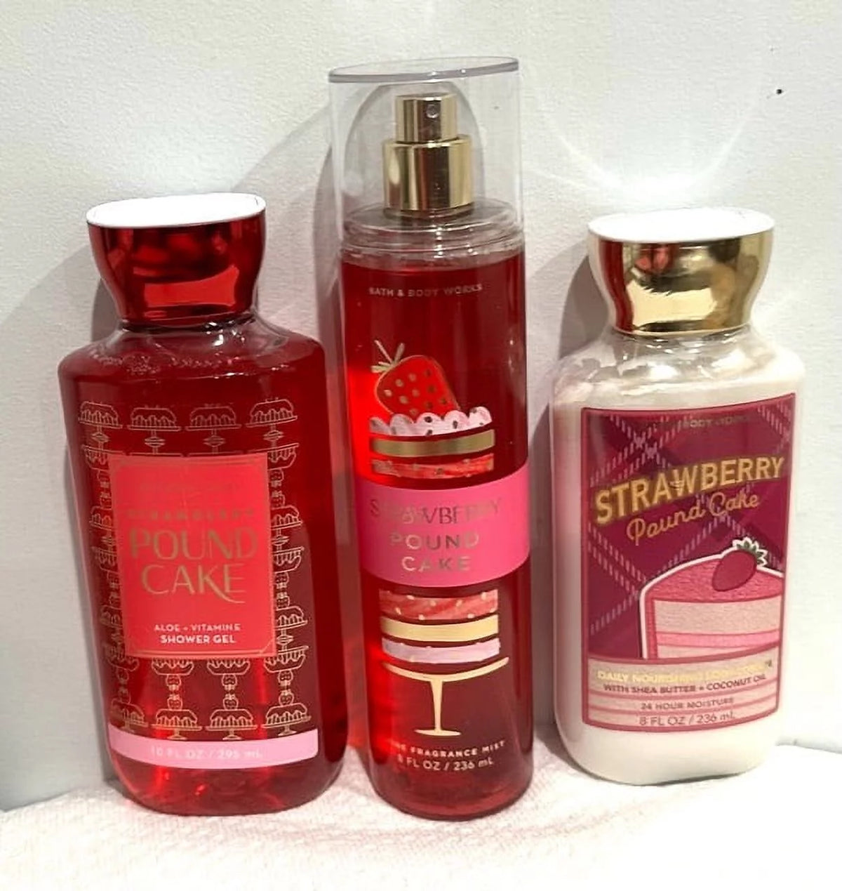 Strawberry Pound Cake Body Lotion, Fragrance Mist, and Shower Gel Trio Set W665
