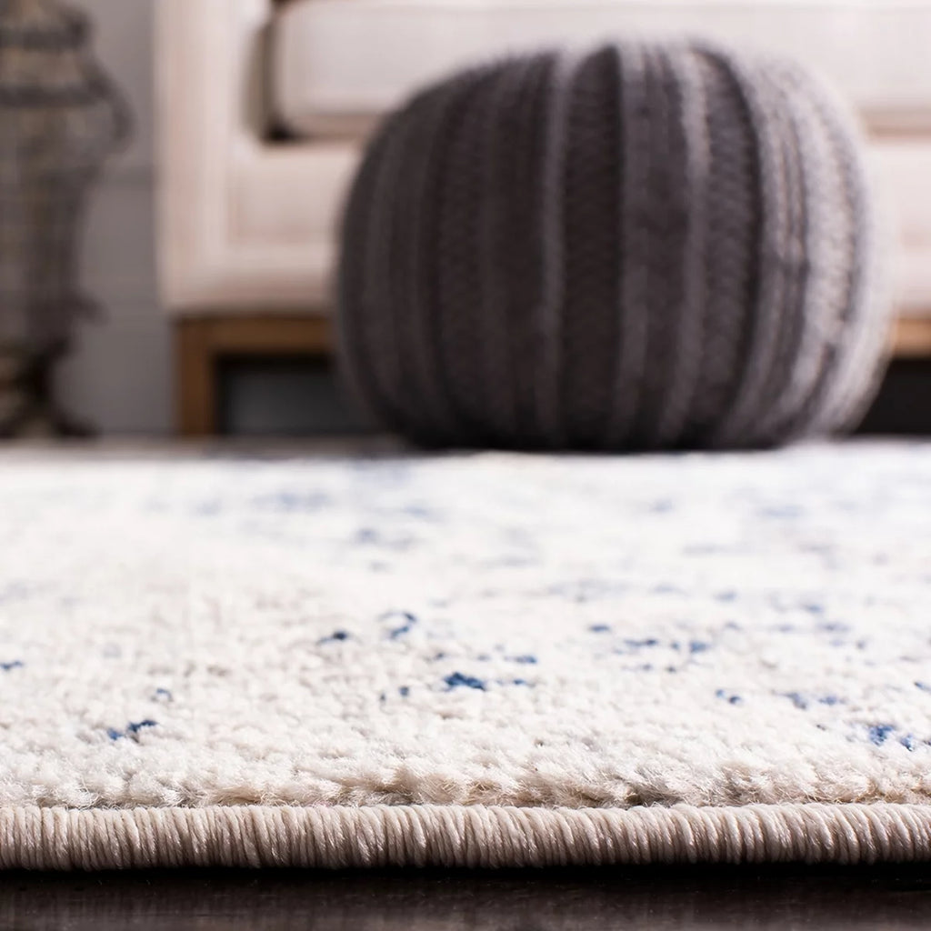Cream Navy Traditional Runner Rug N301826