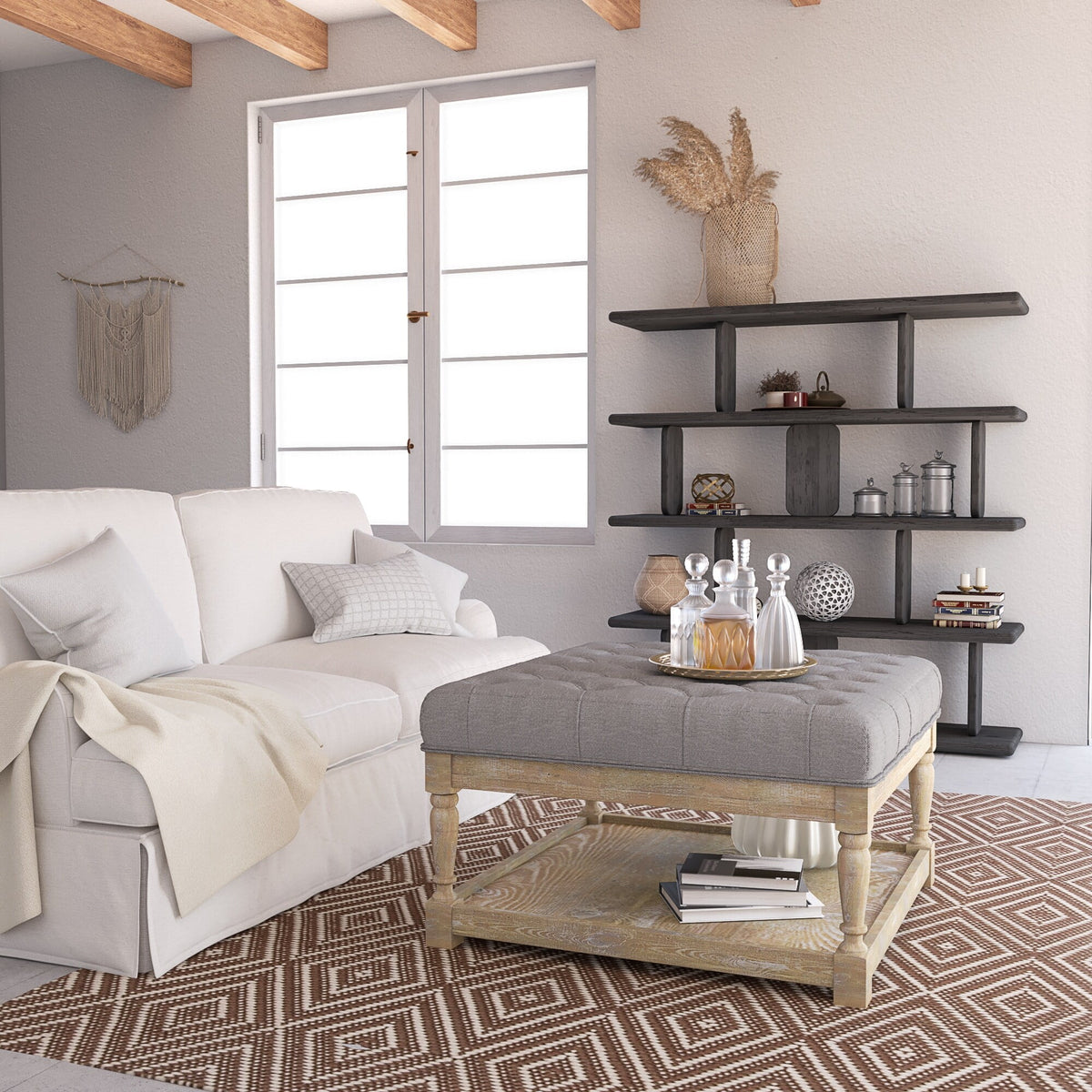 Square Coffee Table in Black Off White F152