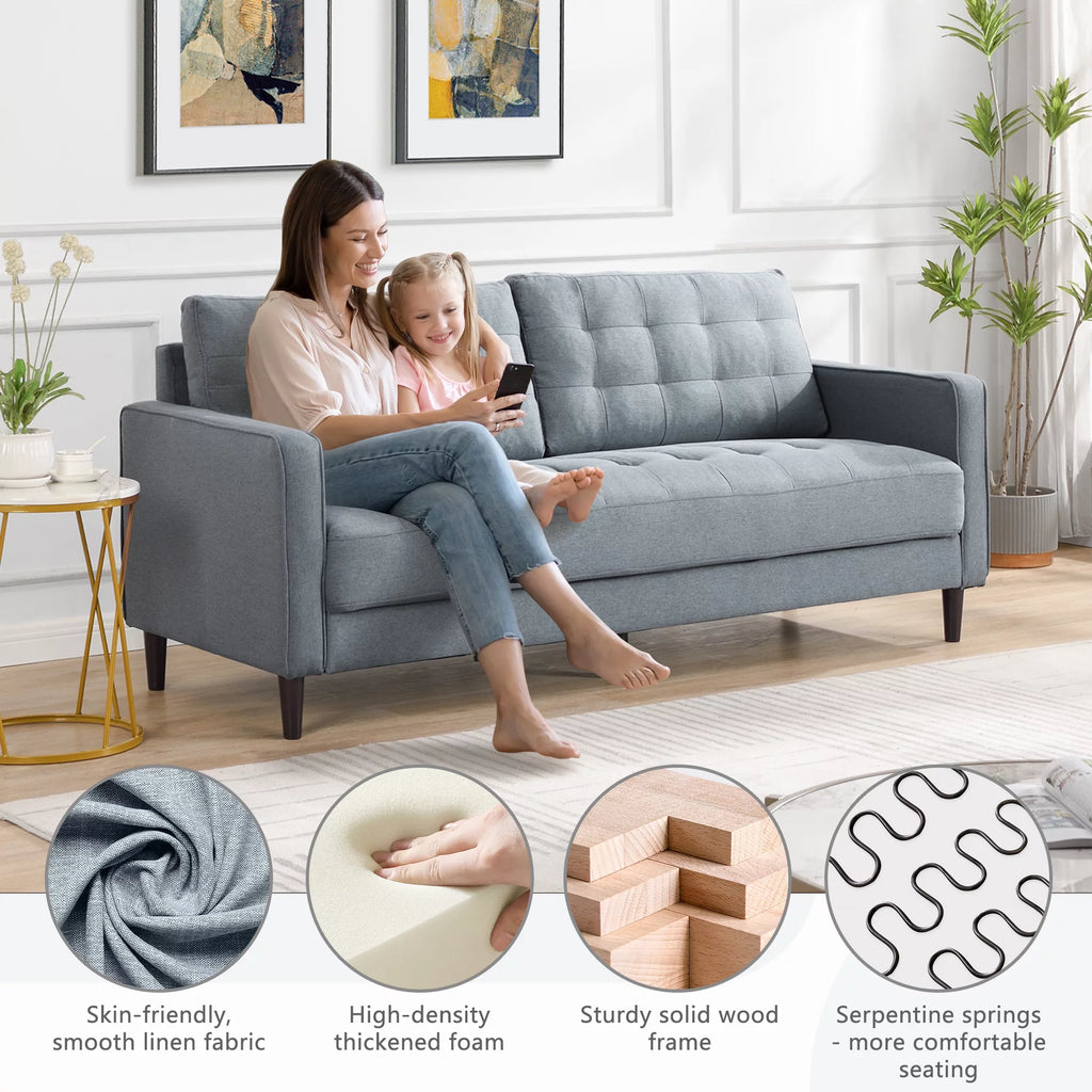 Green Velvet Tufted Upholstered Sofa Y396