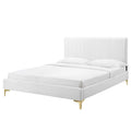 White Velvet Twin Size Platform Bed Frame L117584