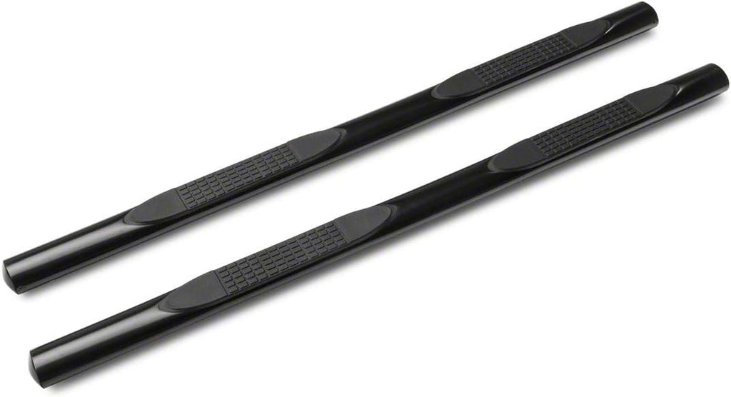Black 4-Inch Oval Straight End Side Step Bars F405