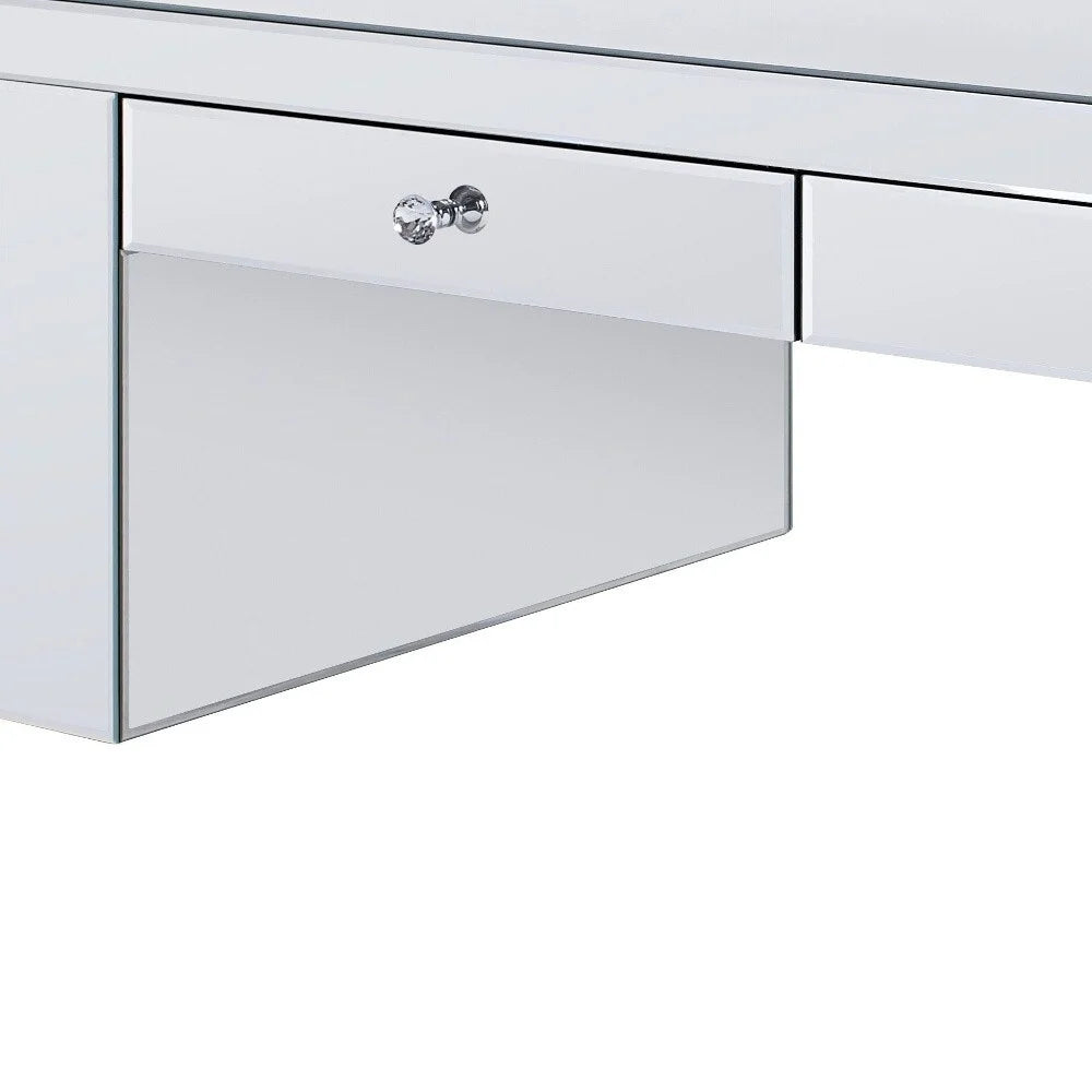 48" Silver Mirrored Coffee Table with Two Drawers B5609