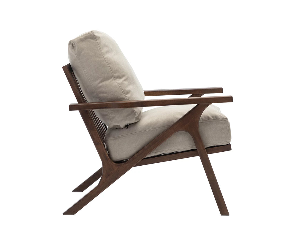 Beige Upholstered Accent Chair with Wooden Frame F19241