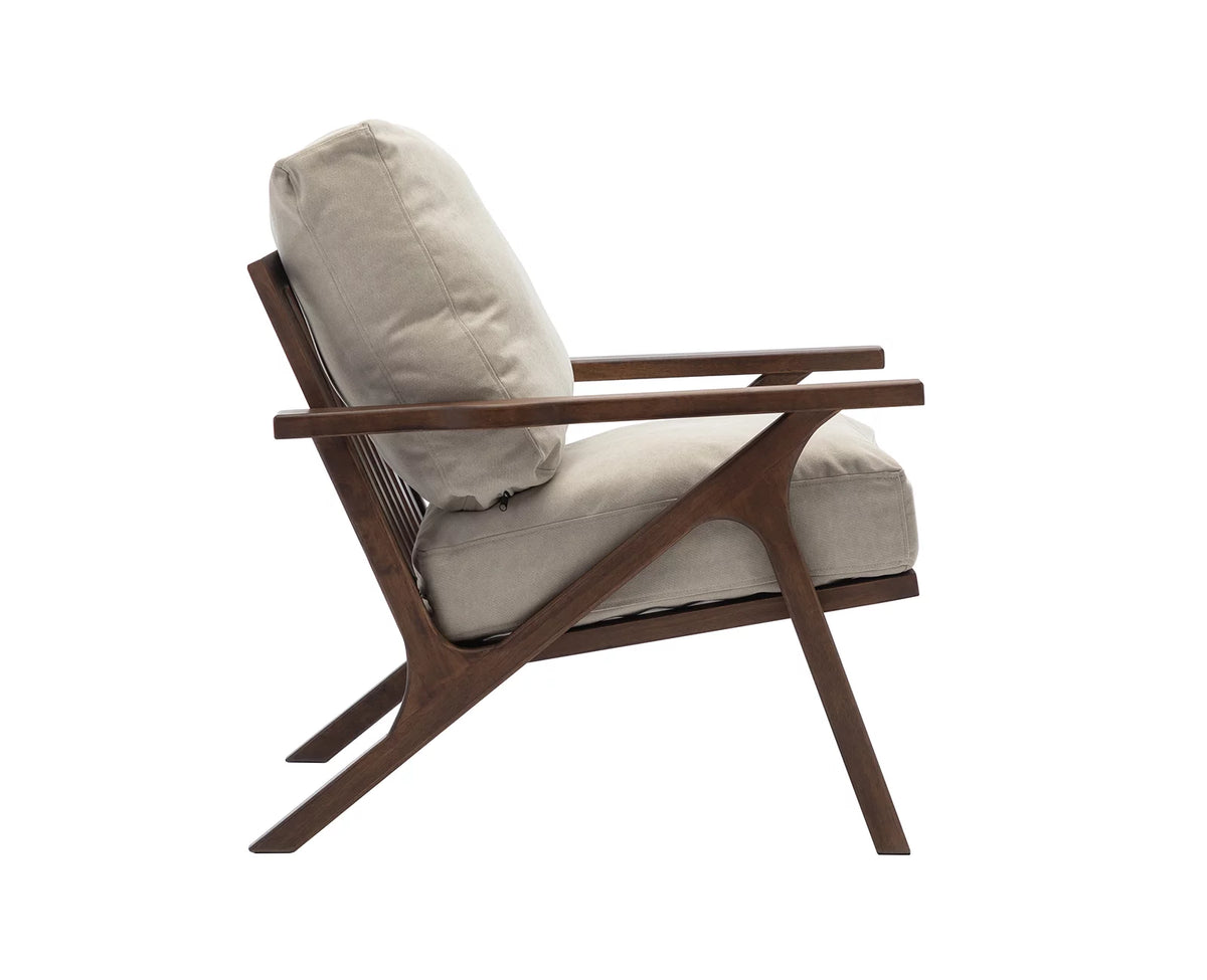 Beige Upholstered Accent Chair with Wooden Frame F19241
