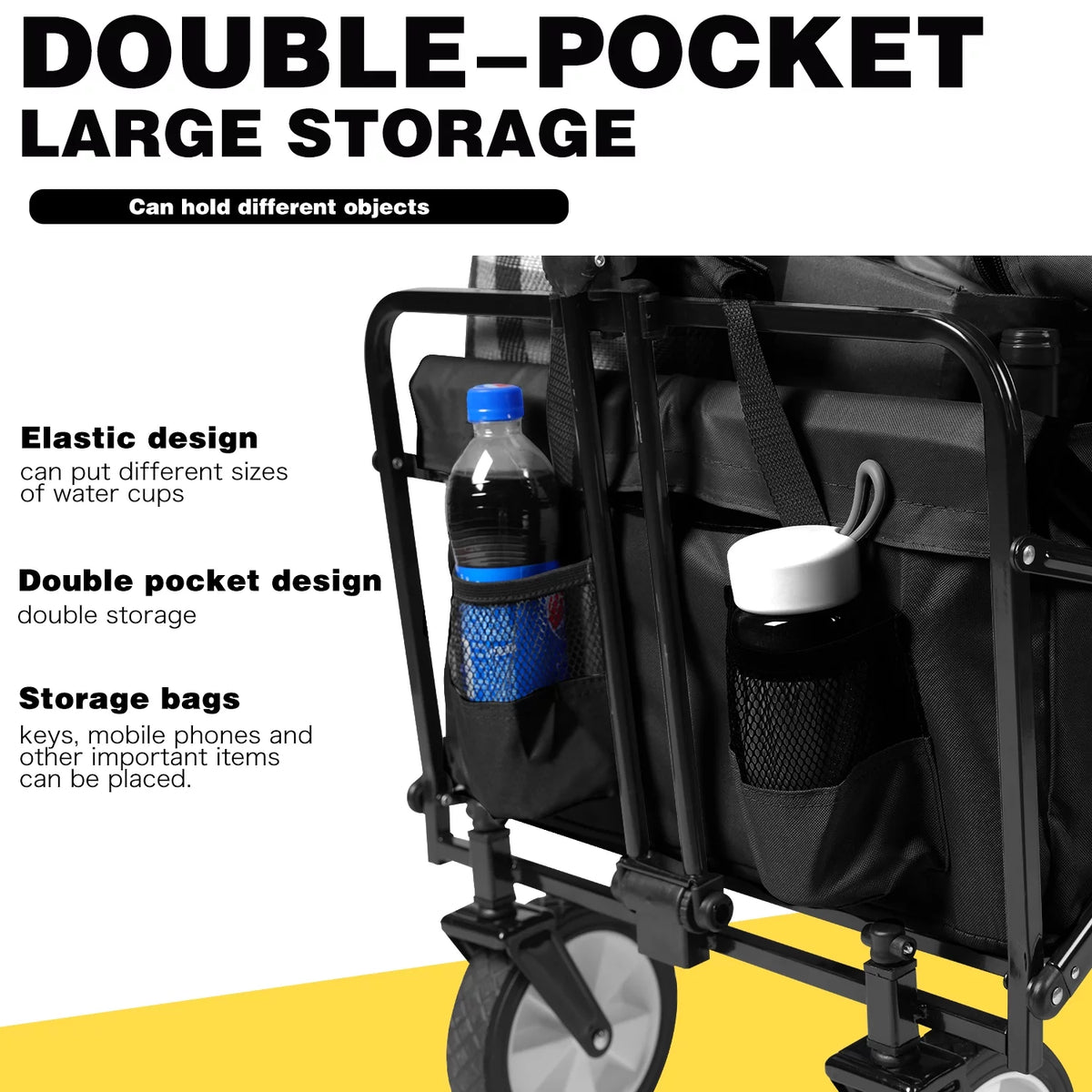 Folding Wagon Cart with Wheels, Black E636