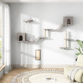 8-in-1 Cat Wall Furniture Set with Tree, Perch, Scratching Post and Bridge B93119