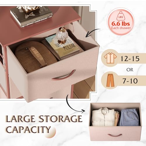 Rustic Brown 4 Drawer Fabric Storage Dresser P134