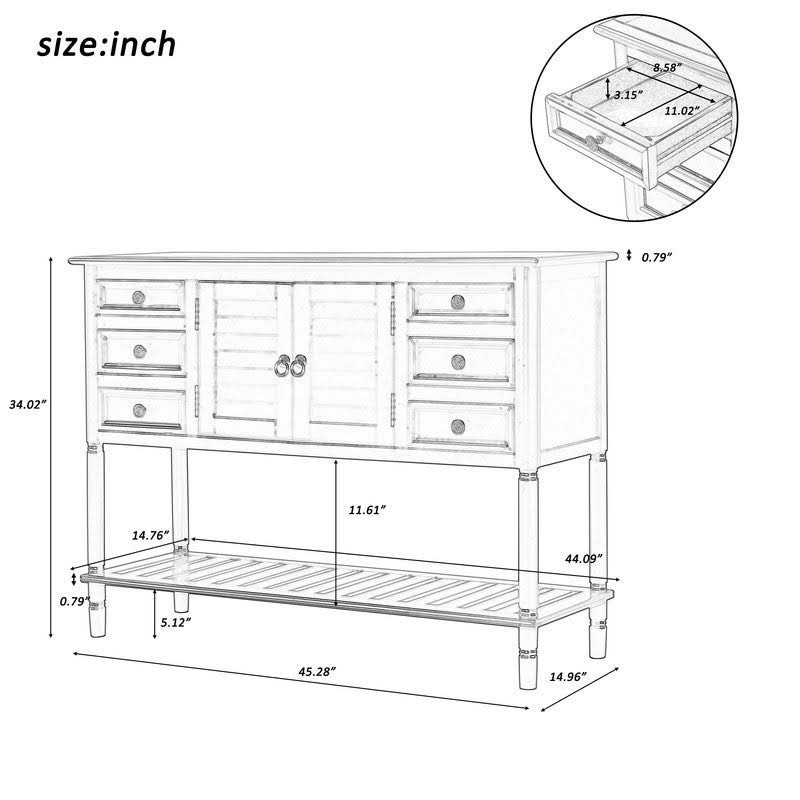 Red Console Table with 6 Drawers W37099