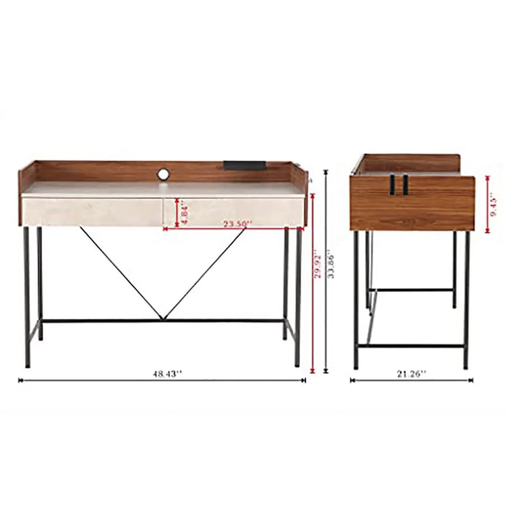 Walnut Cement Writing Desk with Drawers B6046