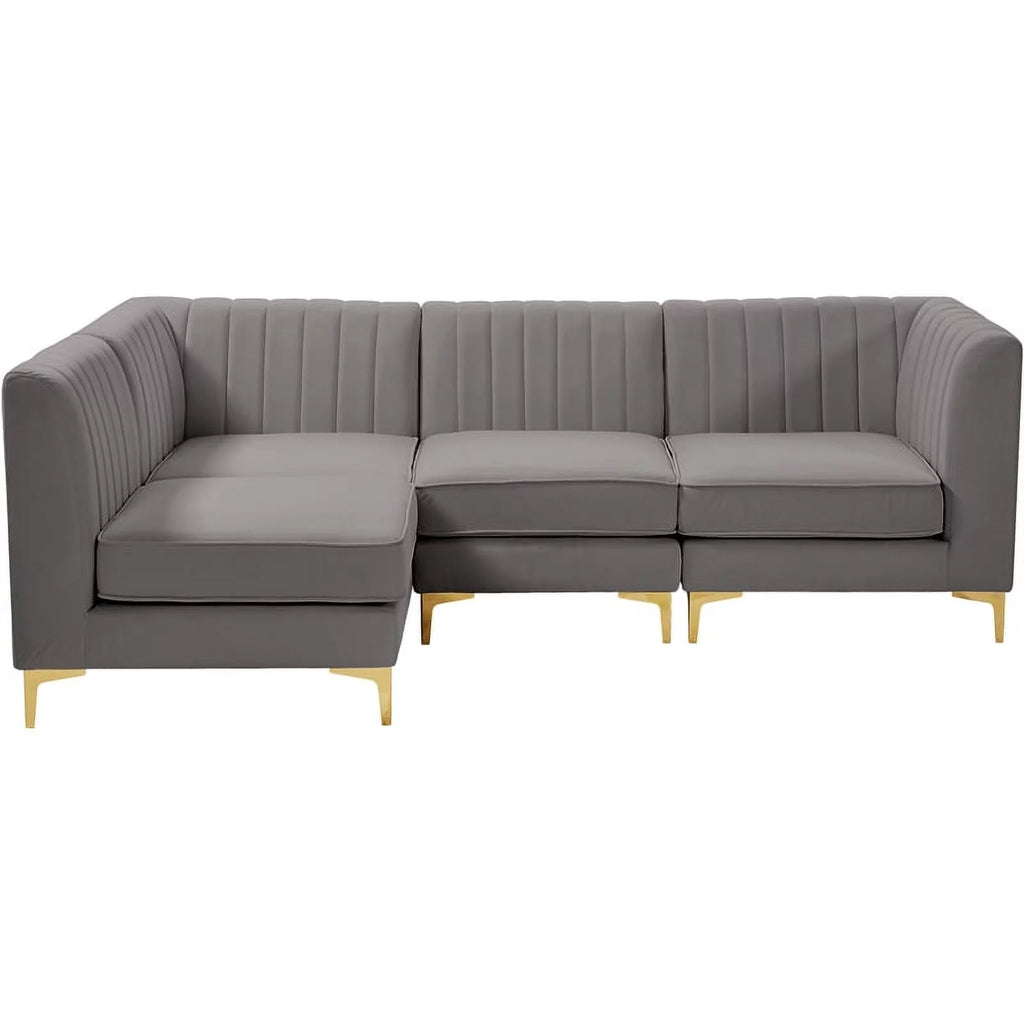 Grey Velvet Modular Sectional B571261