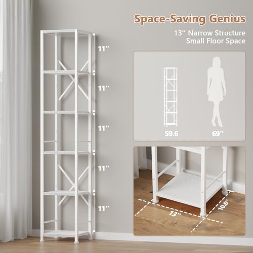 6 Tier Metal and Wood Bookshelf X721
