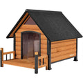 Outdoor Dog House with Porch Iron Frame E5948
