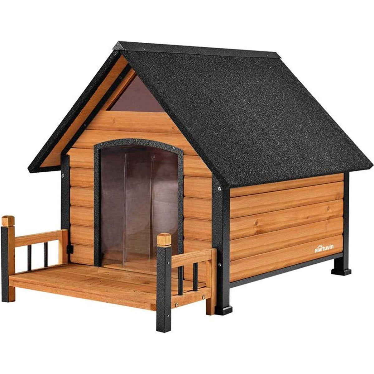 Outdoor Dog House with Porch Iron Frame E5948