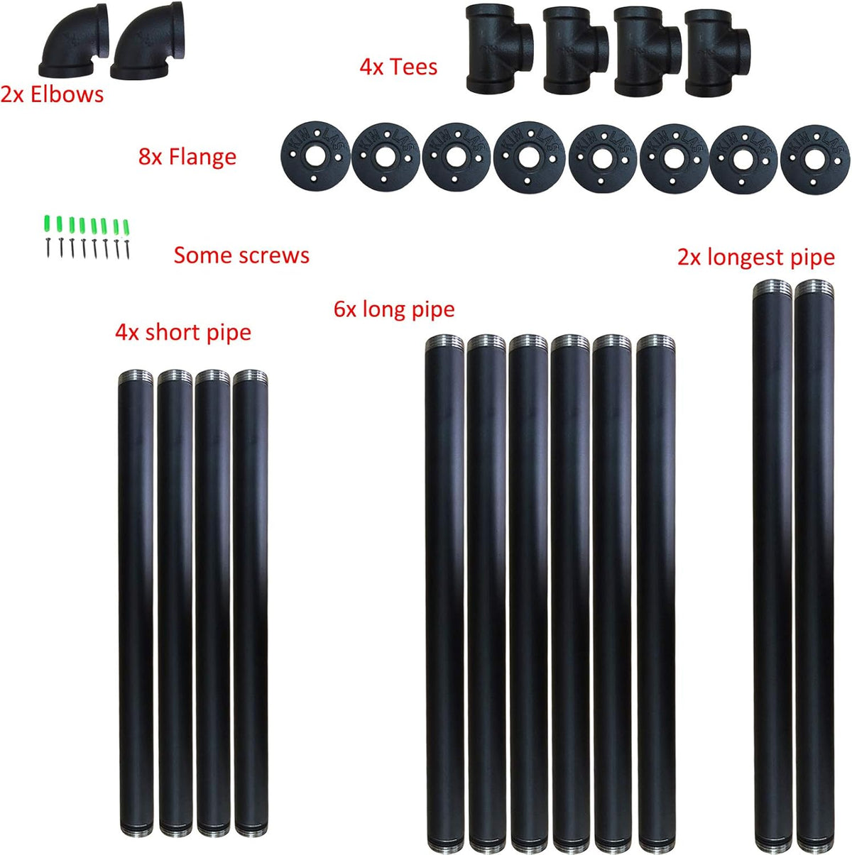 Industrial Wall Mount Iron Pipe Shelf 2 Pc 4 Tier Black H8142