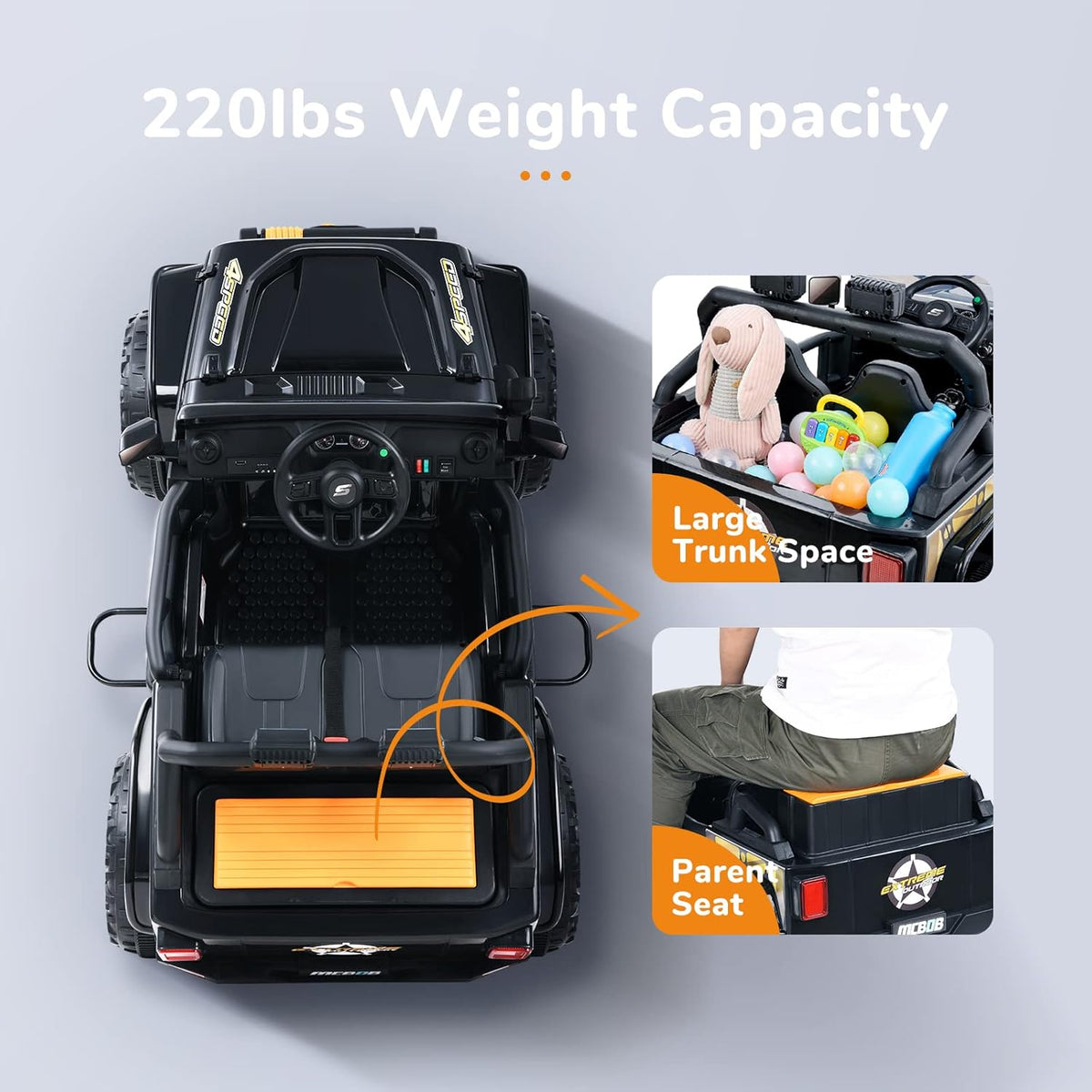 Black Kids Ride On Car with Parent Remote Control B291541