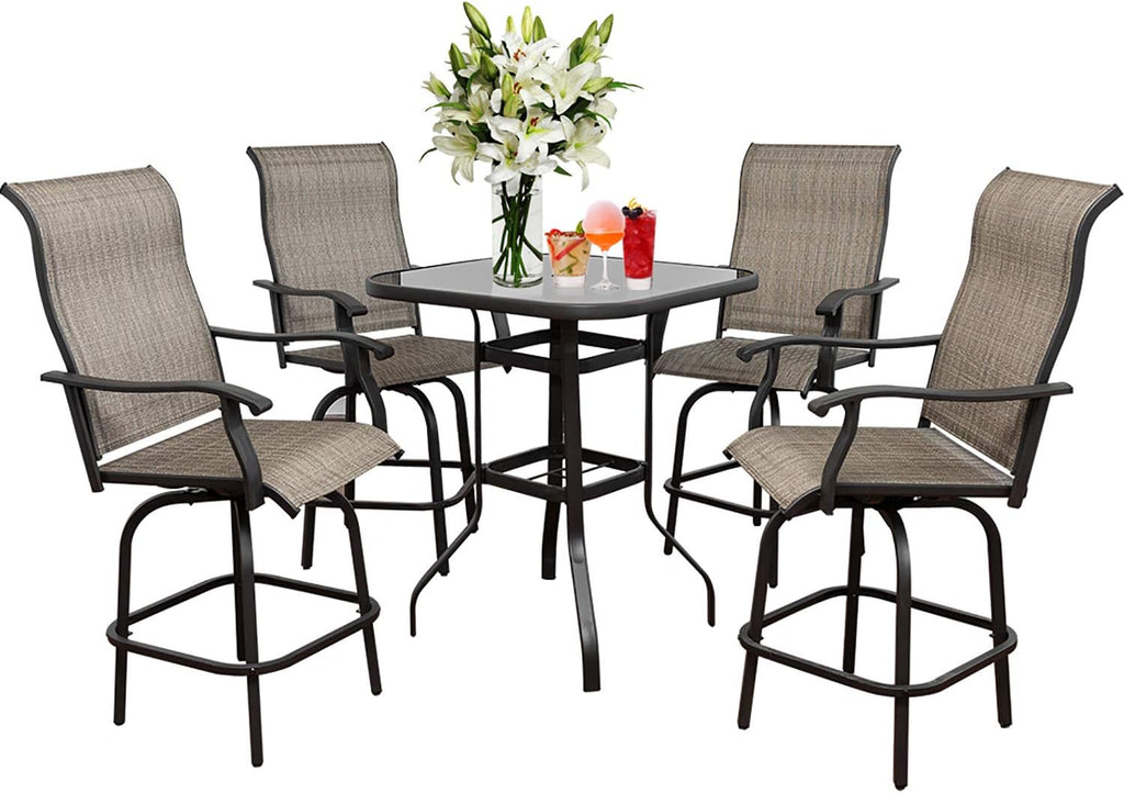 Swivel Bar Stools Set with All-Weather Metal Frame M85369