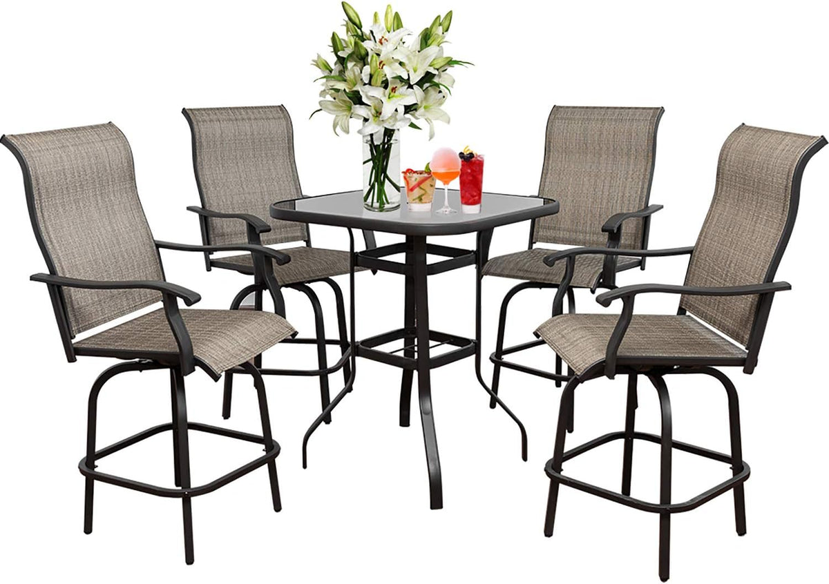Swivel Bar Stools Set with All-Weather Metal Frame M85369