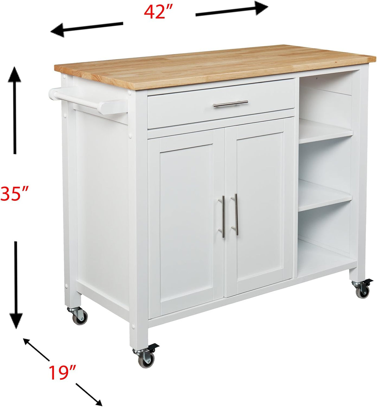 Rolling Kitchen Cart Island with Cabinet D60165