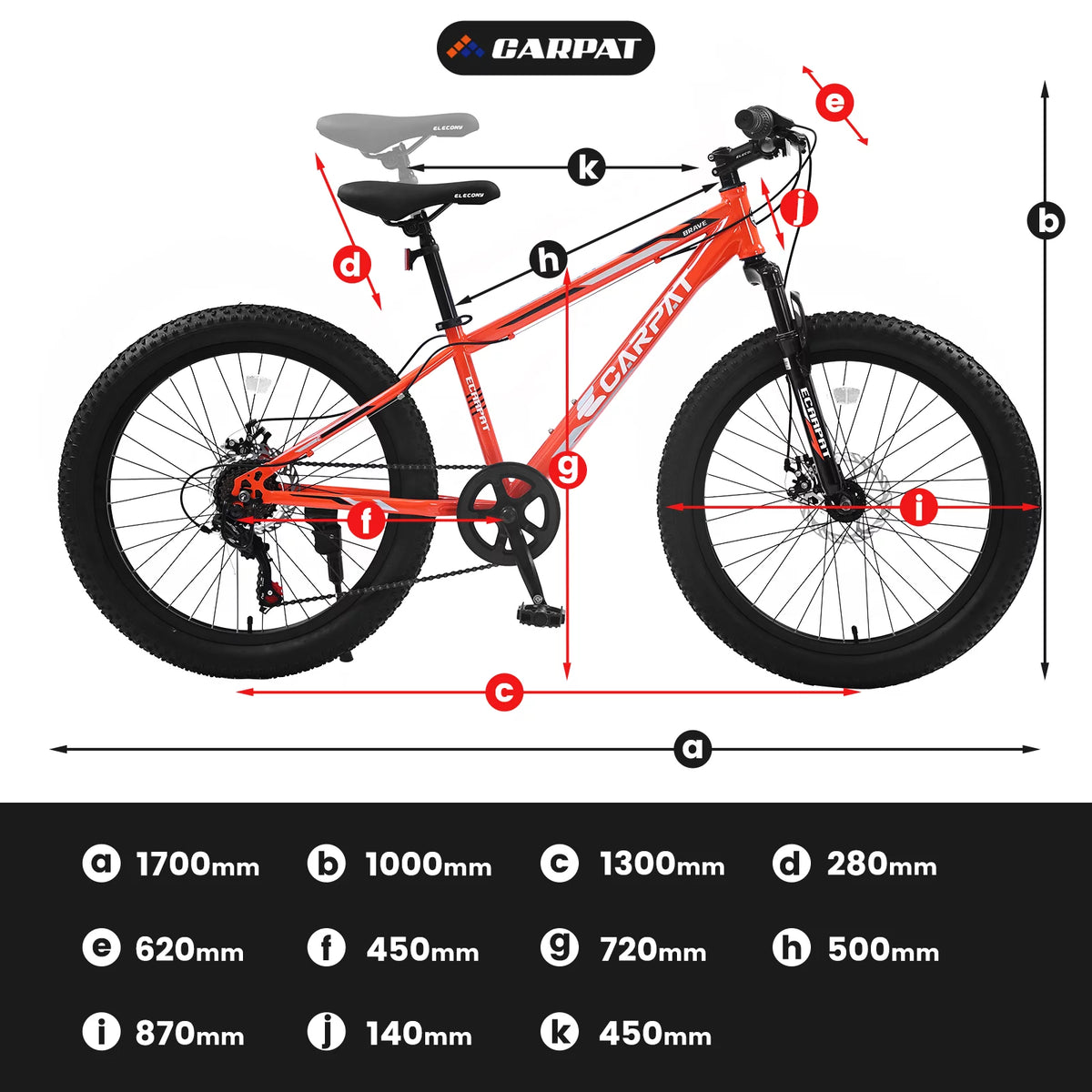 24 Inch Fat Tire Bike 7 Speeds Dual Disc Brake High-Carbon Steel Frame C595