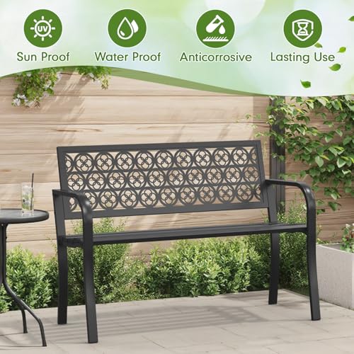 50" Heavy-Duty Metal Weatherproof Outdoor Bench F3093