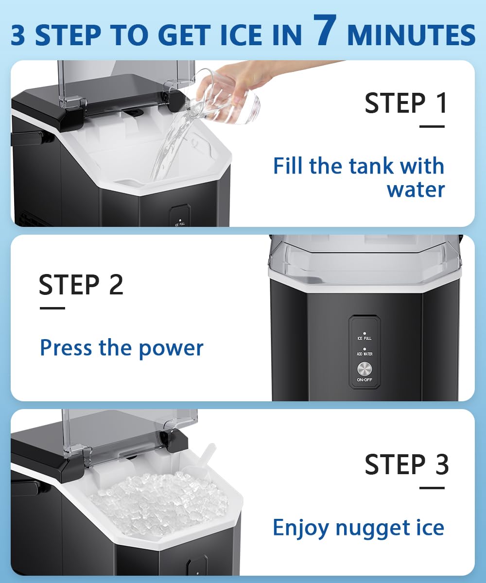 Portable Countertop Nugget Ice Maker with Handle W5806
