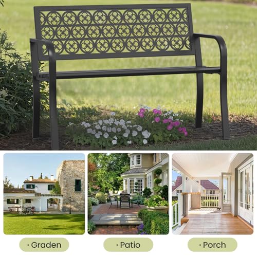 50" Heavy-Duty Metal Weatherproof Outdoor Bench F3093
