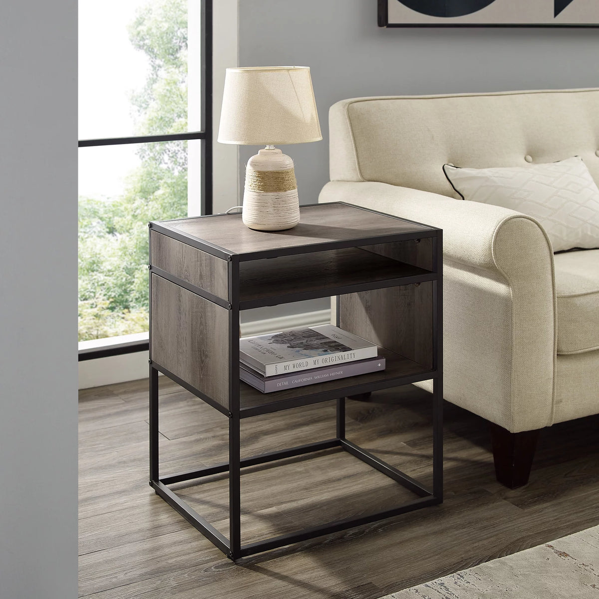 Mixed Material End Table J185466