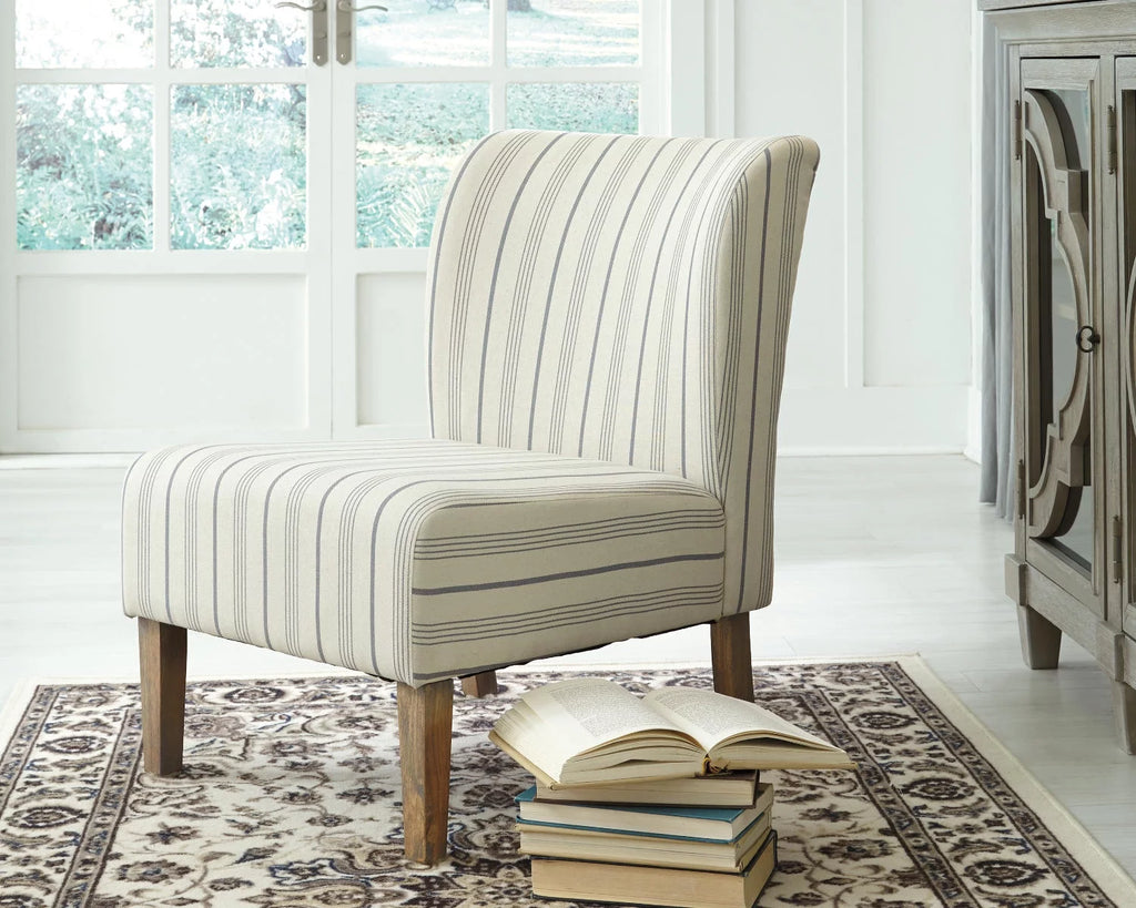 Cream with Blue Pinstripe Armless Accent Chair R62257