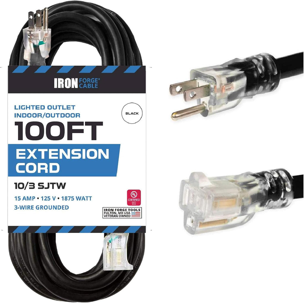 200 Foot Lighted Outdoor Extension Cord 10 Gauge Yellow I993001