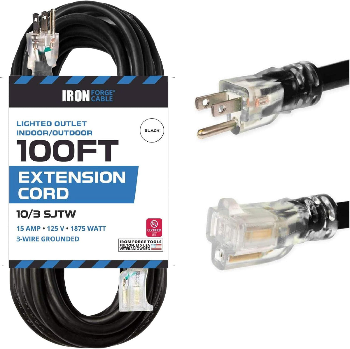 200 Foot Lighted Outdoor Extension Cord 10 Gauge Yellow I993001