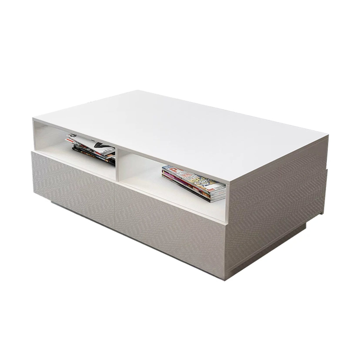 High Gloss Coffee Table with 4 Drawers and 2 Open Shelves N19838