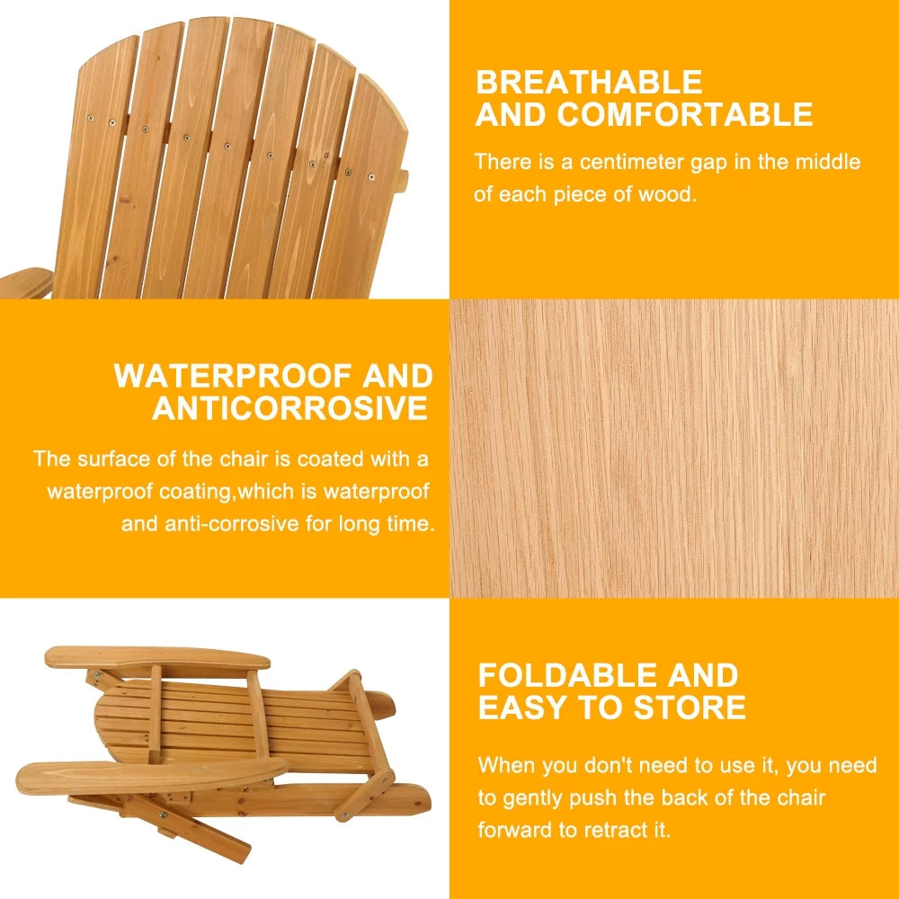 Yellow Wooden Folding Adirondack Chairs W579449