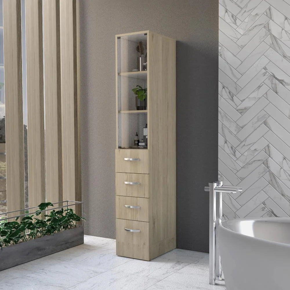 Light Pine White Linen Cabinet S267