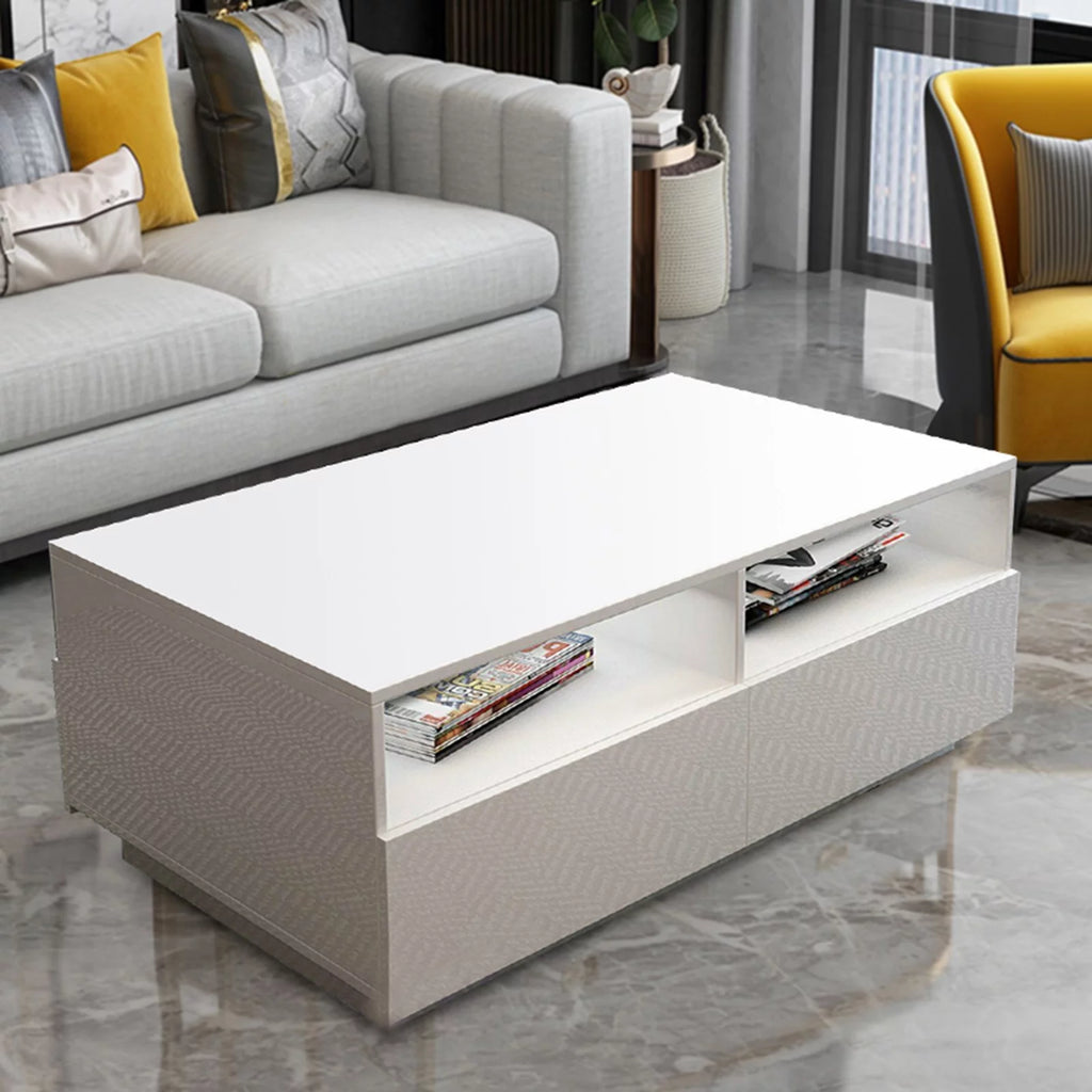 High Gloss Coffee Table with 4 Drawers and 2 Open Shelves N19838