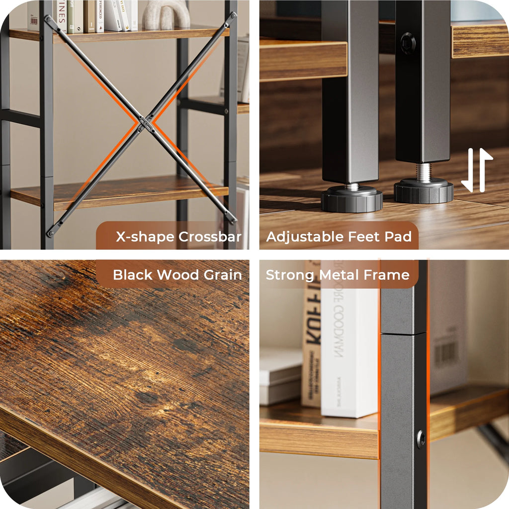 4 Tier Bookshelf with 11 Open Display Shelves I682819